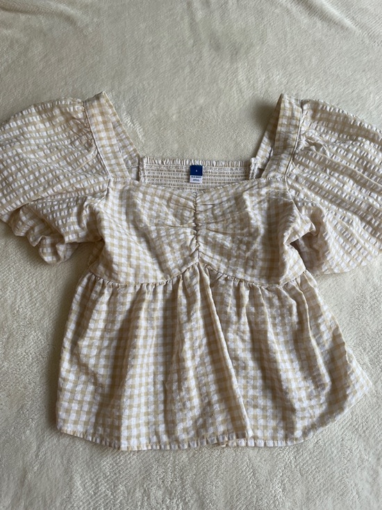 Old Navy Tops - Old Navy Yellow Gingham Puff Sleeve Square Neck Top